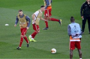 Ο Κώστας Φορτούνης στον αγώνα με τη Ντιναμό Κιέβου